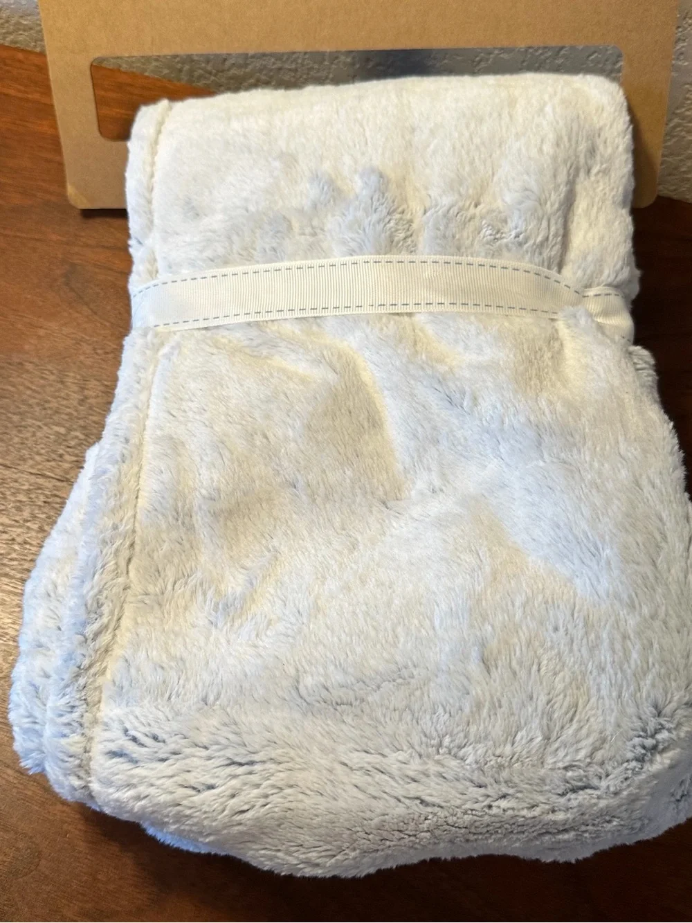 Mon Lapin Baby Luxury Plush Blanket in Pale Blue gray 30”x40” NWT